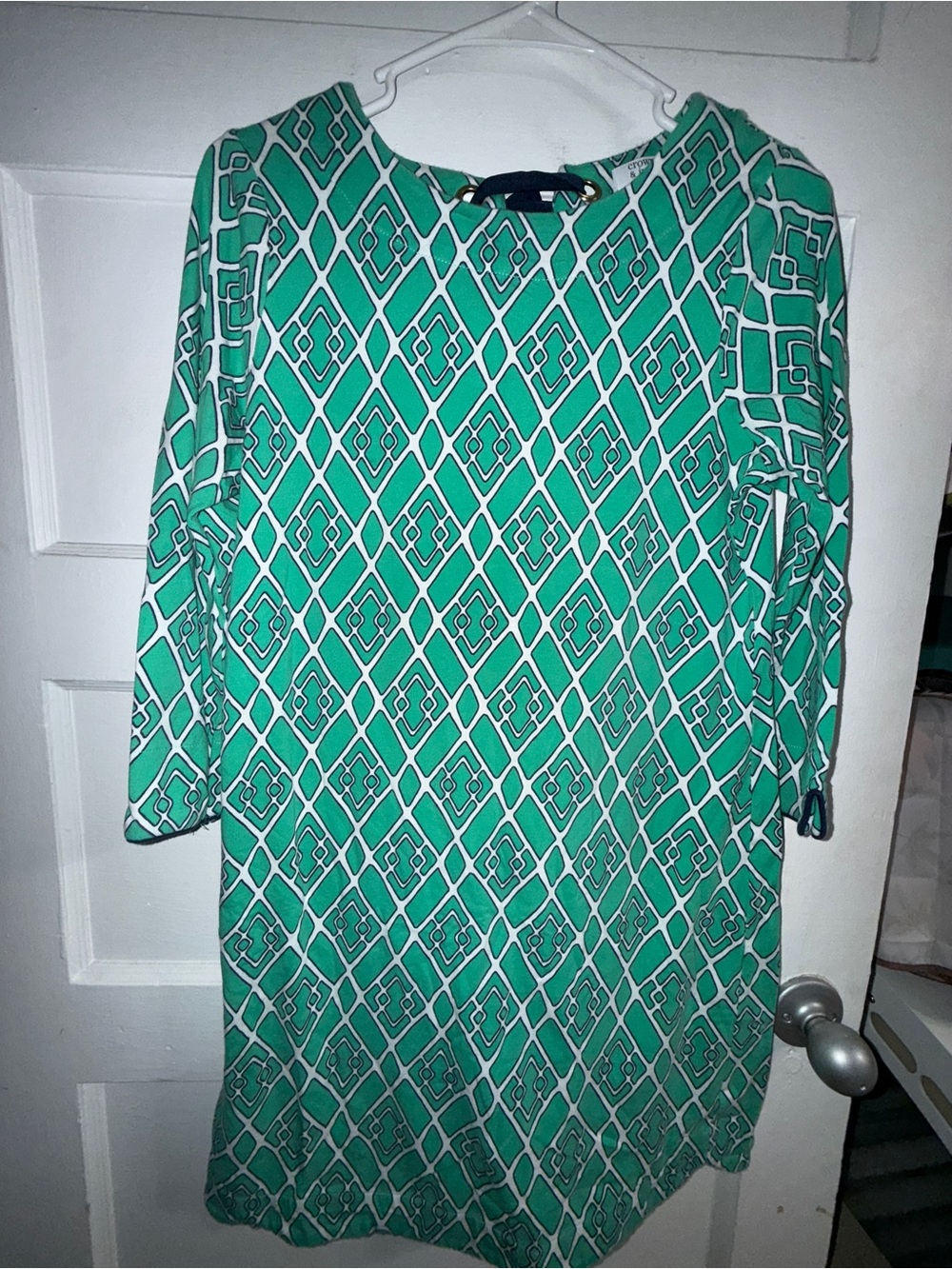 crown & ivy Green Geo-Print Midi Shift Dress